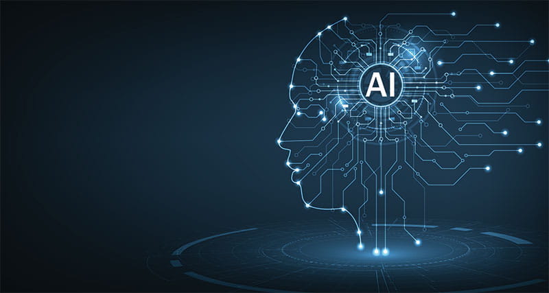 Illustration of an AI brain processing business tasks